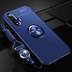 Custodia Silicone Ultra Sottile Morbida Cover con Magnetico Anello Supporto T02 per Huawei Honor 20S Blu