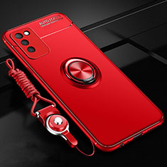 Custodia Silicone Ultra Sottile Morbida Cover con Magnetico Anello Supporto T02 per Huawei Honor 30 Lite 5G Rosso