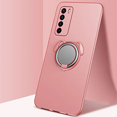 Custodia Silicone Ultra Sottile Morbida Cover con Magnetico Anello Supporto T02 per Huawei Honor Play4 5G Oro Rosa