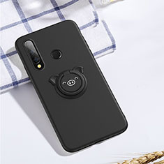 Custodia Silicone Ultra Sottile Morbida Cover con Magnetico Anello Supporto T02 per Huawei P Smart+ Plus (2019) Nero