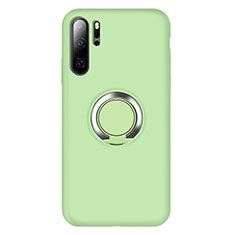 Custodia Silicone Ultra Sottile Morbida Cover con Magnetico Anello Supporto T02 per Huawei P30 Pro New Edition Verde