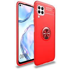 Custodia Silicone Ultra Sottile Morbida Cover con Magnetico Anello Supporto T02 per Huawei P40 Lite Rosso