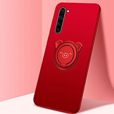 Custodia Silicone Ultra Sottile Morbida Cover con Magnetico Anello Supporto T02 per Oppo Find X2 Lite Rosso