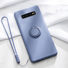 Custodia Silicone Ultra Sottile Morbida Cover con Magnetico Anello Supporto T02 per Samsung Galaxy S10 Viola