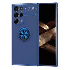 Custodia Silicone Ultra Sottile Morbida Cover con Magnetico Anello Supporto T02 per Samsung Galaxy S24 Ultra 5G Blu