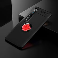 Custodia Silicone Ultra Sottile Morbida Cover con Magnetico Anello Supporto T02 per Xiaomi Mi 10 Rosso e Nero