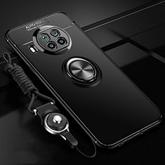Custodia Silicone Ultra Sottile Morbida Cover con Magnetico Anello Supporto T02 per Xiaomi Mi 10i 5G Nero