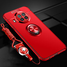 Custodia Silicone Ultra Sottile Morbida Cover con Magnetico Anello Supporto T02 per Xiaomi Mi 10T Lite 5G Rosso