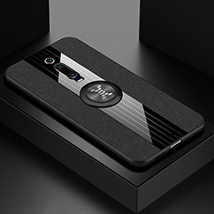 Custodia Silicone Ultra Sottile Morbida Cover con Magnetico Anello Supporto T02 per Xiaomi Mi 9T Pro Nero