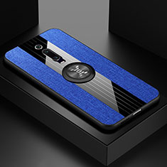 Custodia Silicone Ultra Sottile Morbida Cover con Magnetico Anello Supporto T02 per Xiaomi Redmi K20 Blu