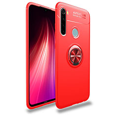 Custodia Silicone Ultra Sottile Morbida Cover con Magnetico Anello Supporto T02 per Xiaomi Redmi Note 8 Rosso