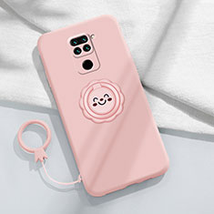 Custodia Silicone Ultra Sottile Morbida Cover con Magnetico Anello Supporto T02 per Xiaomi Redmi Note 9 Rosa