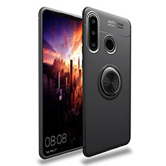 Custodia Silicone Ultra Sottile Morbida Cover con Magnetico Anello Supporto T03 per Huawei Nova 4e Nero