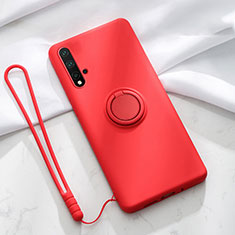 Custodia Silicone Ultra Sottile Morbida Cover con Magnetico Anello Supporto T03 per Huawei Nova 5 Pro Rosso