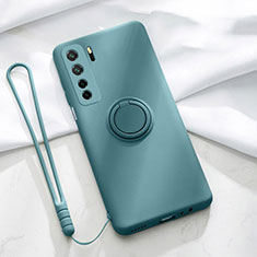 Custodia Silicone Ultra Sottile Morbida Cover con Magnetico Anello Supporto T03 per Huawei Nova 7 SE 5G Verde