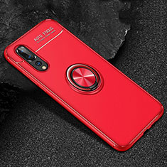 Custodia Silicone Ultra Sottile Morbida Cover con Magnetico Anello Supporto T03 per Huawei P20 Pro Rosso