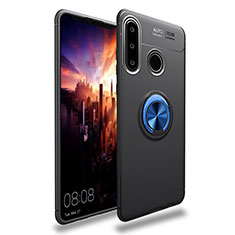 Custodia Silicone Ultra Sottile Morbida Cover con Magnetico Anello Supporto T03 per Huawei P30 Lite New Edition Blu e Nero