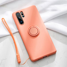 Custodia Silicone Ultra Sottile Morbida Cover con Magnetico Anello Supporto T03 per Huawei P30 Pro New Edition Arancione