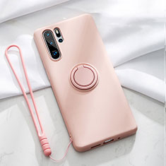 Custodia Silicone Ultra Sottile Morbida Cover con Magnetico Anello Supporto T03 per Huawei P30 Pro Rosa