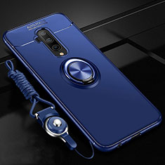 Custodia Silicone Ultra Sottile Morbida Cover con Magnetico Anello Supporto T03 per OnePlus 7T Pro Blu