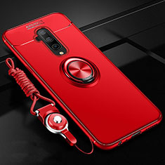 Custodia Silicone Ultra Sottile Morbida Cover con Magnetico Anello Supporto T03 per OnePlus 7T Pro Rosso