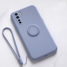 Custodia Silicone Ultra Sottile Morbida Cover con Magnetico Anello Supporto T03 per Oppo A91 Grigio