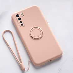 Custodia Silicone Ultra Sottile Morbida Cover con Magnetico Anello Supporto T03 per Oppo Find X2 Lite Rosa