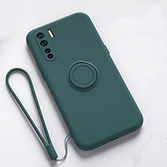 Custodia Silicone Ultra Sottile Morbida Cover con Magnetico Anello Supporto T03 per Oppo Find X2 Lite Verde