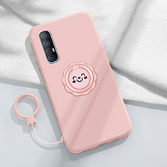 Custodia Silicone Ultra Sottile Morbida Cover con Magnetico Anello Supporto T03 per Oppo Find X2 Neo Rosa