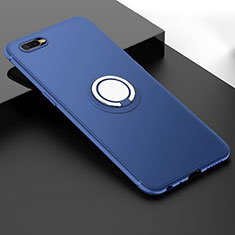 Custodia Silicone Ultra Sottile Morbida Cover con Magnetico Anello Supporto T03 per Oppo R17 Neo Blu