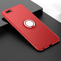 Custodia Silicone Ultra Sottile Morbida Cover con Magnetico Anello Supporto T03 per Oppo R17 Neo Rosso