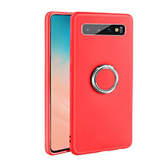 Custodia Silicone Ultra Sottile Morbida Cover con Magnetico Anello Supporto T03 per Samsung Galaxy S10 5G Rosso