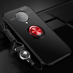 Custodia Silicone Ultra Sottile Morbida Cover con Magnetico Anello Supporto T03 per Xiaomi Poco F2 Pro Rosso e Nero