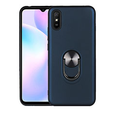 Custodia Silicone Ultra Sottile Morbida Cover con Magnetico Anello Supporto T03 per Xiaomi Redmi 9A Blu Notte