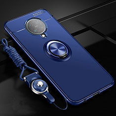 Custodia Silicone Ultra Sottile Morbida Cover con Magnetico Anello Supporto T03 per Xiaomi Redmi K30 Pro 5G Blu