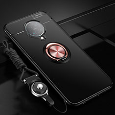 Custodia Silicone Ultra Sottile Morbida Cover con Magnetico Anello Supporto T03 per Xiaomi Redmi K30 Pro 5G Oro e Nero