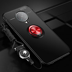 Custodia Silicone Ultra Sottile Morbida Cover con Magnetico Anello Supporto T03 per Xiaomi Redmi K30 Pro 5G Rosso e Nero
