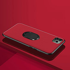 Custodia Silicone Ultra Sottile Morbida Cover con Magnetico Anello Supporto T04 per Apple iPhone 11 Pro Max Rosso