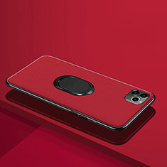 Custodia Silicone Ultra Sottile Morbida Cover con Magnetico Anello Supporto T04 per Apple iPhone 11 Pro Rosso