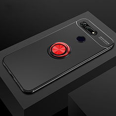 Custodia Silicone Ultra Sottile Morbida Cover con Magnetico Anello Supporto T04 per Huawei Honor V20 Rosso e Nero