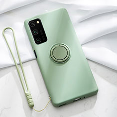 Custodia Silicone Ultra Sottile Morbida Cover con Magnetico Anello Supporto T04 per Huawei Honor V30 5G Ciano