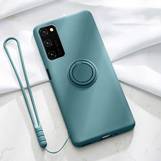Custodia Silicone Ultra Sottile Morbida Cover con Magnetico Anello Supporto T04 per Huawei Honor V30 5G Verde