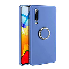 Custodia Silicone Ultra Sottile Morbida Cover con Magnetico Anello Supporto T04 per Huawei P30 Blu