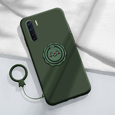 Custodia Silicone Ultra Sottile Morbida Cover con Magnetico Anello Supporto T04 per Oppo Find X2 Lite Verde