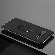 Custodia Silicone Ultra Sottile Morbida Cover con Magnetico Anello Supporto T04 per Samsung Galaxy S10 Plus Nero