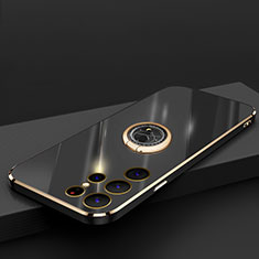 Custodia Silicone Ultra Sottile Morbida Cover con Magnetico Anello Supporto T04 per Samsung Galaxy S21 Ultra 5G Nero