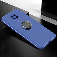 Custodia Silicone Ultra Sottile Morbida Cover con Magnetico Anello Supporto T04 per Xiaomi Redmi K30 Pro 5G Blu