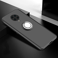 Custodia Silicone Ultra Sottile Morbida Cover con Magnetico Anello Supporto T04 per Xiaomi Redmi K30 Pro 5G Nero