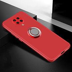 Custodia Silicone Ultra Sottile Morbida Cover con Magnetico Anello Supporto T04 per Xiaomi Redmi K30 Pro 5G Rosso