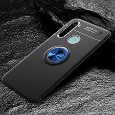 Custodia Silicone Ultra Sottile Morbida Cover con Magnetico Anello Supporto T04 per Xiaomi Redmi Note 8 (2021) Blu e Nero
